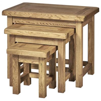 Kingsbury Solid Oak Nest Of 3 Tables
